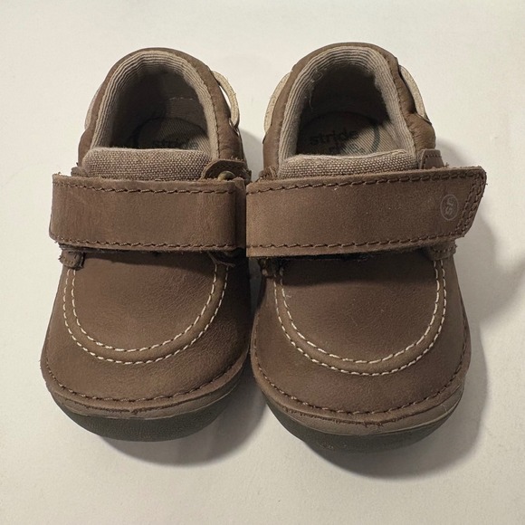Stride Rite NEW w Box 3.5W Brown Sm Wally Loafer‎ Boat Shoes Hook & Loop - Picture 1 of 10